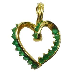 1.05ct tw Natural Emerald Heart Pendant with Enhancer Clip 14k Gold